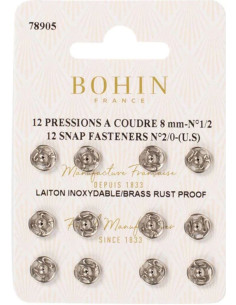 Bottoni a pressione da cucire 8 mm Bohin - Argento