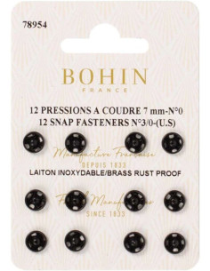 Bottoni a pressione da cucire 7 mm Bohin - Nero