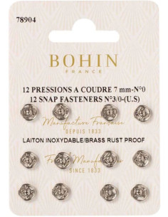 Bottoni a pressione da cucire 7 mm Bohin - Argento