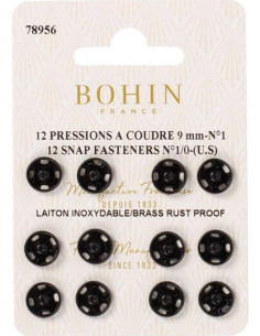 Bottoni a pressione da cucire 9 mm Bohin - Nero