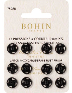 Bottoni a pressione da cucire 10 mm Bohin - Nero