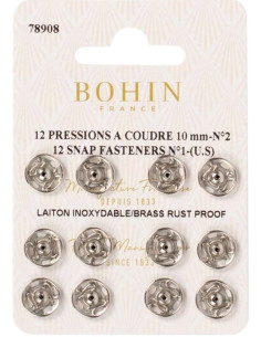 Bottoni a pressione da cucire 10 mm Bohin - Argento