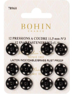 Bottoni a pressione da cucire 11,5 mm Bohin - Nero