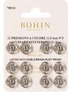 Bottoni a pressione da cucire 11,5 mm Bohin - Argento
