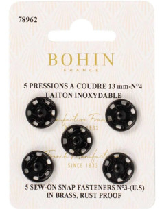 Bottoni a pressione da cucire 13 mm Bohin - Nero