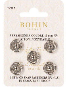 Bottoni a pressione da cucire 13 mm Bohin - Argento