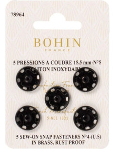 Bottoni a pressione da cucire 15,5 mm Bohin - Nero