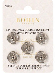 Bottoni a pressione da cucire 15,5 mm Bohin - Argento