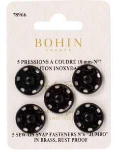 Bottoni a pressione da cucire 18 mm Bohin - Nero