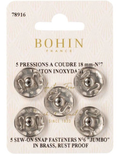 Bottoni a pressione da cucire 18 mm Bohin - Argento