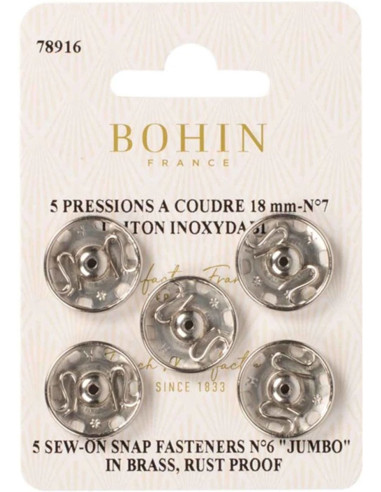 Bottoni a pressione da cucire 18 mm Bohin - Argento