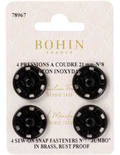 Bottoni a pressione da cucire 21 mm Bohin - Nero