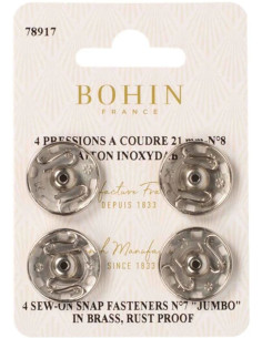 Bottoni a pressione da cucire 21 mm Bohin - Argento