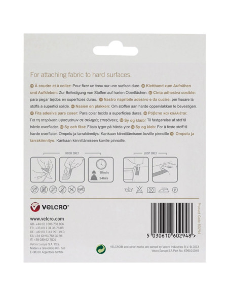 VELCRO® Brand Nastro autoadesivo misto (adesivo e da cucire) 20mm X 5M bianco
