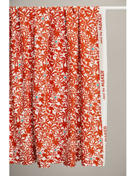Tessuto crêpe di viscosa Flowery - Arancione