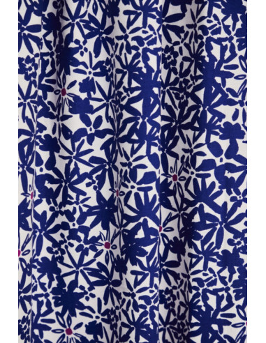 Tessuto crêpe di viscosa Flowery - Blu cobalto