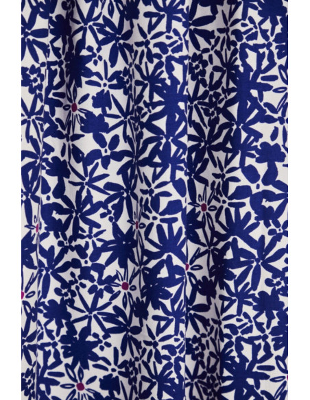 Tessuto crêpe di viscosa Flowery - Blu cobalto