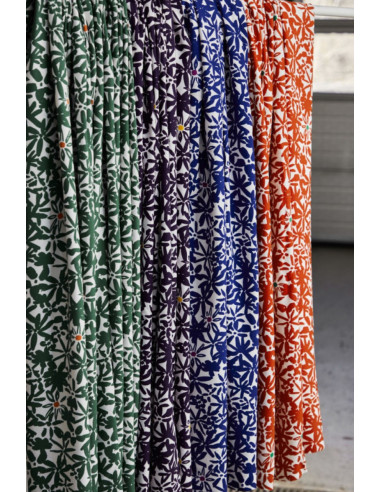 Tessuto crêpe di viscosa Flowery - Blu cobalto
