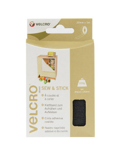 Nastro misto a marchio VELCRO® (adesivo e da cucire) 20mm X 1M nero