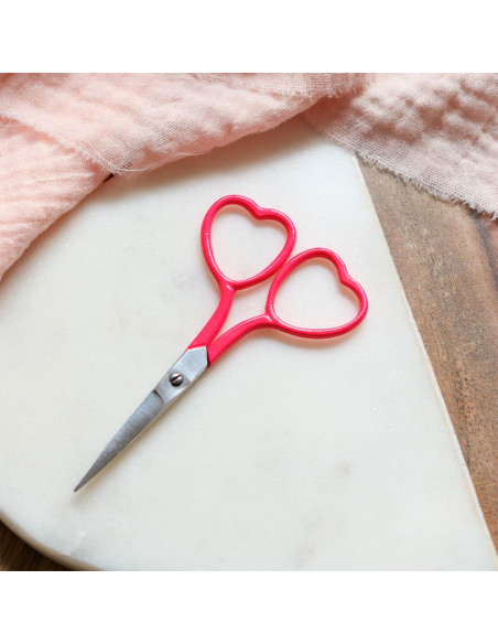 Forbici da ricamo cuore 9 cm - Lise Tailor - Rosa fluorescente