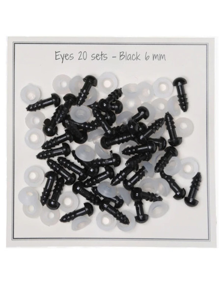 Occhi di sicurezza neri 6 mm - 20 paia