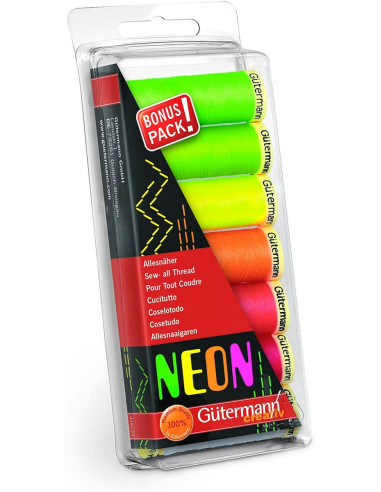 Set di 7 fili da cucito in poliestere Gütermann - Neon