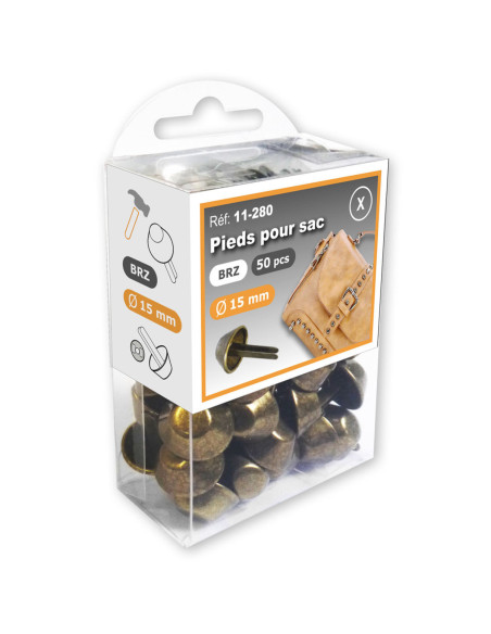 Lotto di 50 piedini per borse 15 mm - Bronzo