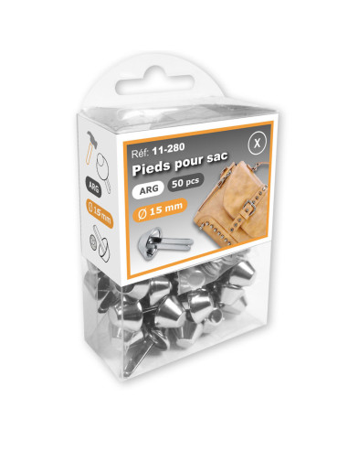 Lotto di 50 piedini per borse 15 mm - Argento
