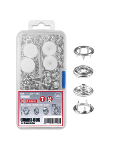 Combi-Box 200 bottoni a pressione jersey baby - Argento 9,7 mm