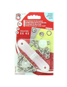 Scatola di 15 bottoni a pressione jersey Argento con attrezzo 9,7 mm
