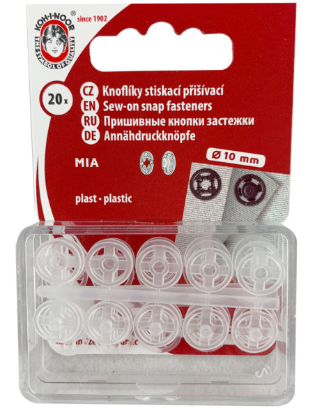 Bottoni a pressione in plastica trasparente 10 mm