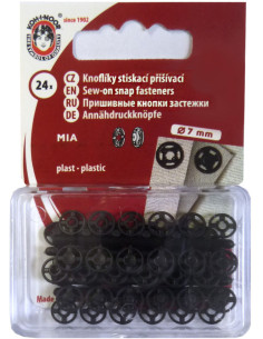 Bottoni a pressione in plastica neri 7 mm