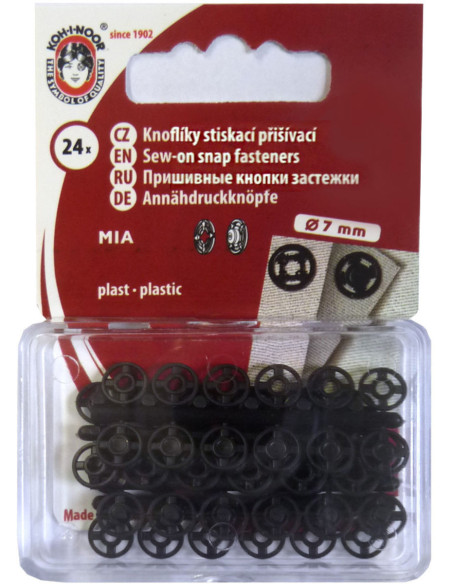Bottoni a pressione in plastica neri 7 mm