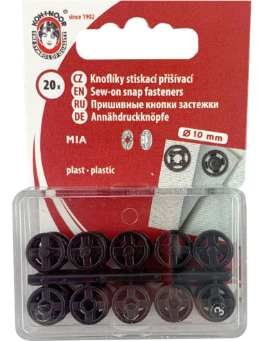 Bottoni a pressione in plastica neri 10 mm