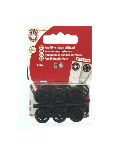 Bottoni a pressione in plastica neri 13 mm