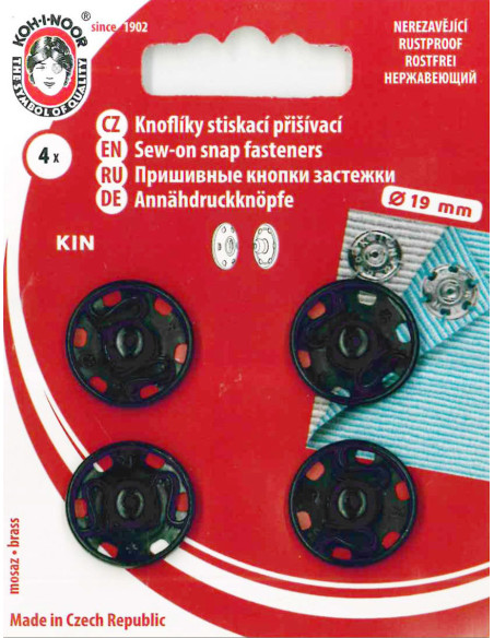 Bottoni a pressione in metallo 19 mm - Nero