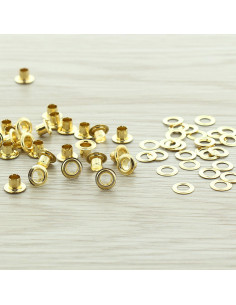Sacchetto di 100 occhielli con rondelle 4 mm - Oro