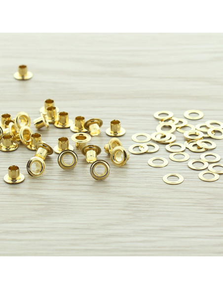 Sacchetto di 100 occhielli con rondelle 4 mm - Oro
