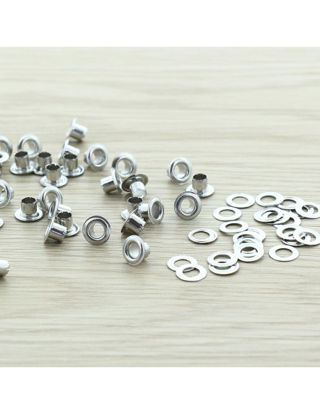 Sacchetto di 100 occhielli con rondelle 4 mm - Argento