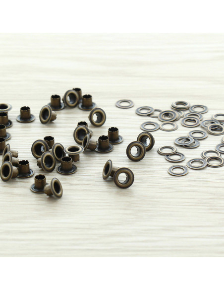 Sacchetto di 100 occhielli con rondelle 4 mm - Ottone antico