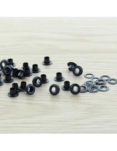 Confezione di 100 occhielli con rondelle da 4 mm - Nero