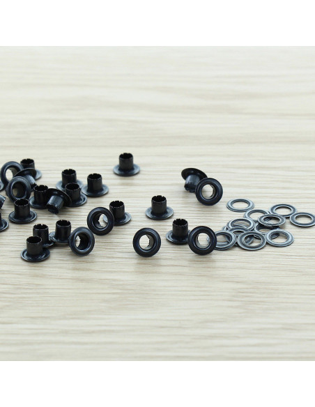 Confezione di 100 occhielli con rondelle da 4 mm - Nero