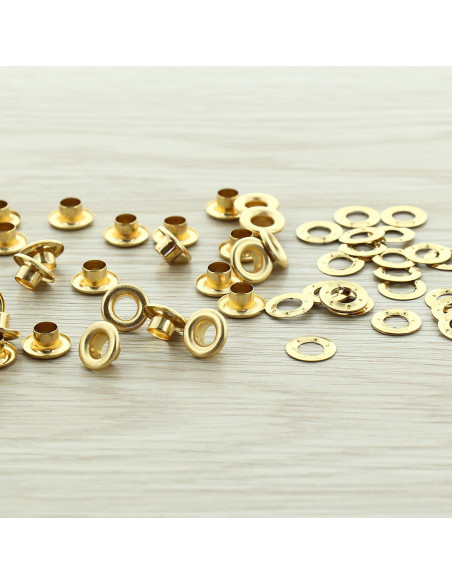 Confezione di 100 occhielli da 5 mm con rondelle - Oro