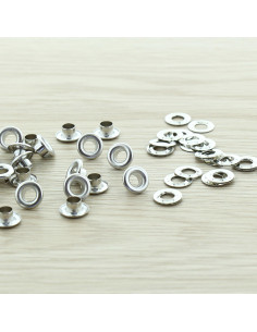 Confezione di 100 occhielli con rondelle da 5 mm - Argento