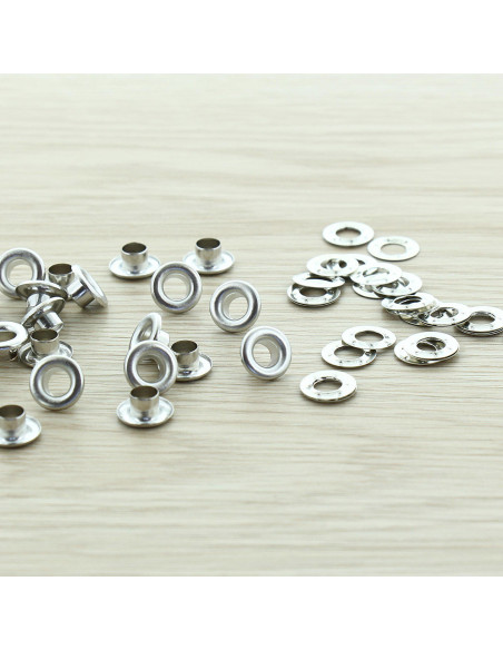 Confezione di 100 occhielli con rondelle da 5 mm - Argento