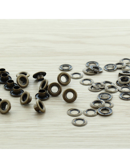 Confezione di 100 occhielli da 5 mm con rondelle - Ottone antico