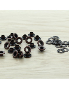 Confezione di 100 occhielli da 5 mm con rondelle - Rame