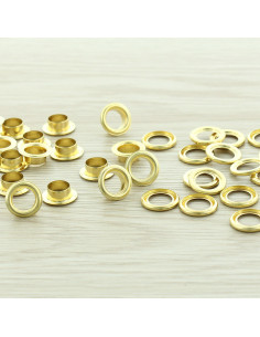 Sacchetto di 100 occhielli con rondelle 8 mm - Oro