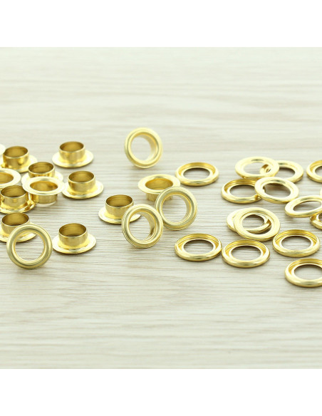 Sacchetto di 100 occhielli con rondelle 8 mm - Oro