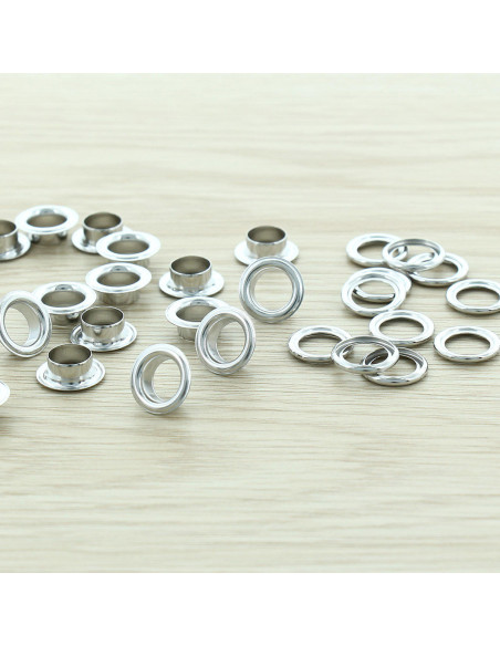 Confezione di 100 occhielli con rondelle da 8 mm - Argento